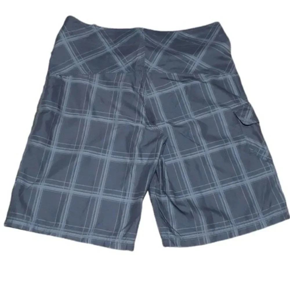 Hurley Men's Board Shorts Grey Plaid Side Pocket Sz 32